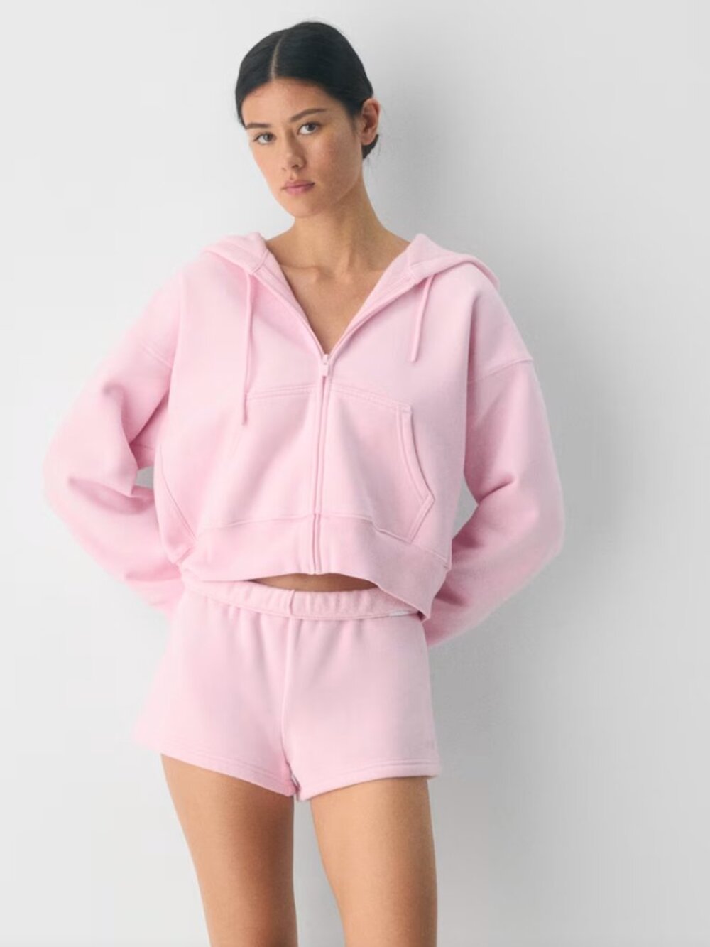 Aritzia Villa Pink Short & Hoodie Set